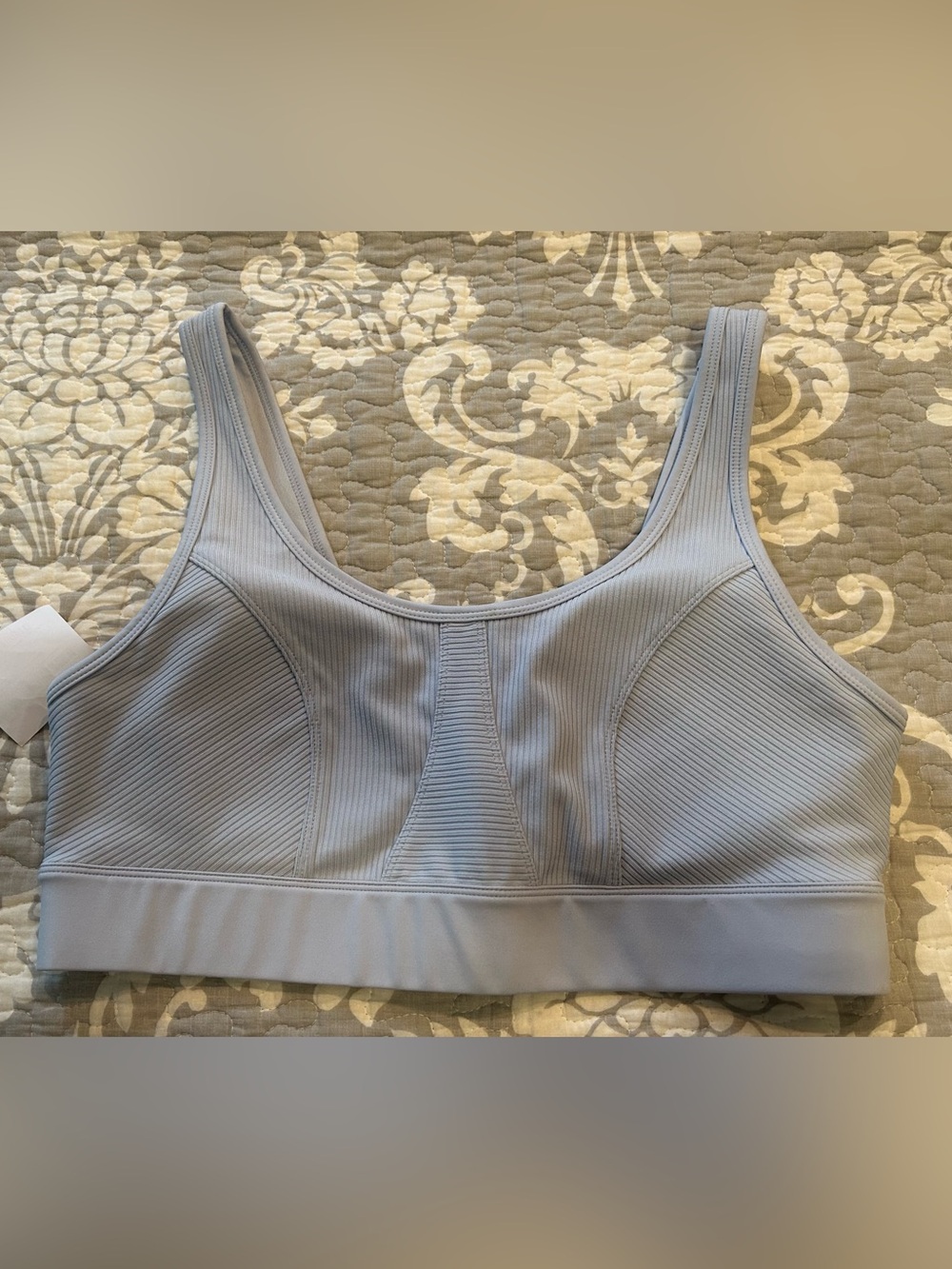 Seamless Ribbed Light Blue Sports Bra